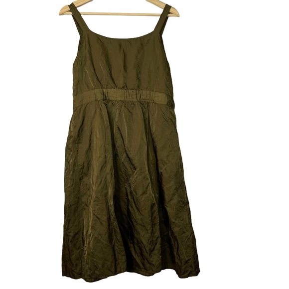 Eileen Fisher Steel Satin A-Line Dress - Picture 9 of 12